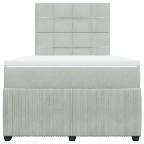 Боксспринг легло с матрак, светлосиво, 120x200 см, кадифе