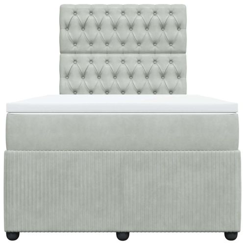 Боксспринг легло с матрак, светлосиво, 120x200 см, кадифе