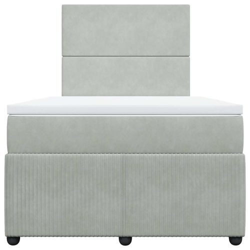 Боксспринг легло с матрак, светлосиво, 120x200 см, кадифе