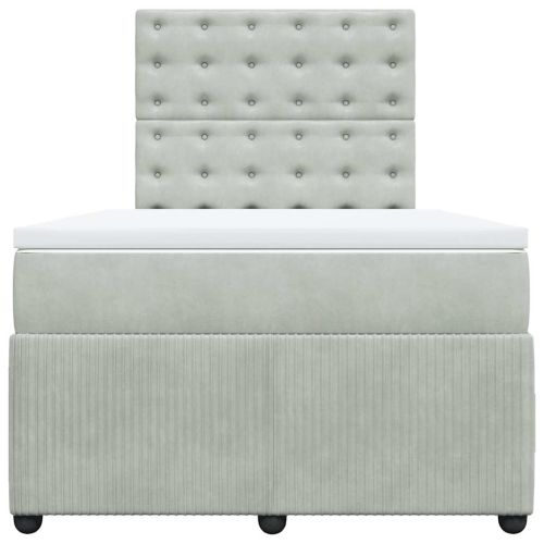 Боксспринг легло с матрак, светлосиво, 120x200 см, кадифе