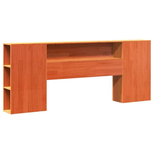 Рамка за легло с библиотека с таблото Кафяво с восъчно покритие