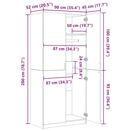 Гардероб, бял, 80x50x171,5 см, бор масив, стил Панама