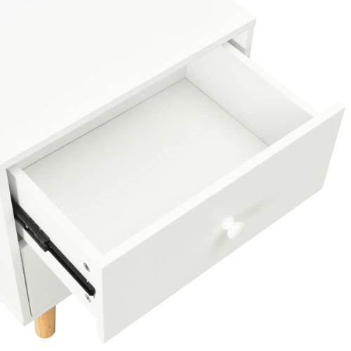 Нощни шкафчета, 2 бр, бели, 40x30x50 см, бор масив