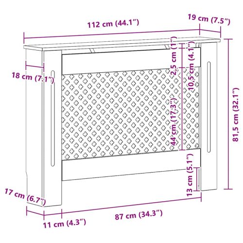 Параван за радиатор, антрацит, 112x19x81,5 см, МДФ