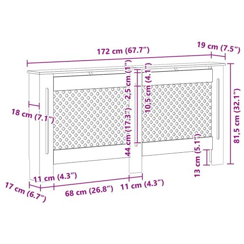 Параван за радиатор, антрацит, 172x19x81,5 см, МДФ