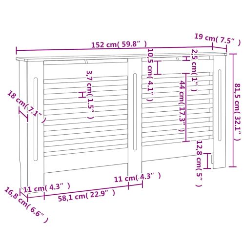 Паравани за радиатори, 2 бр, бели, 152x19x81,5 см, МДФ