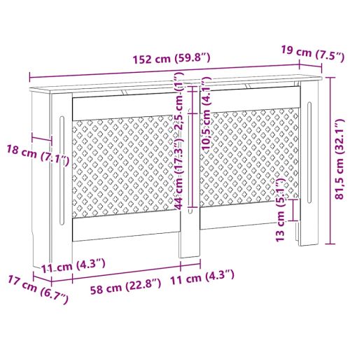 Паравани за радиатори, 2 бр, бели, 152x19x81,5 см, МДФ
