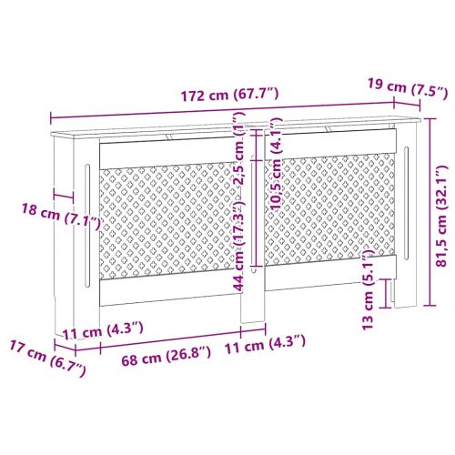 Паравани за радиатори, 2 бр, бели, 172x19x81,5 см, МДФ
