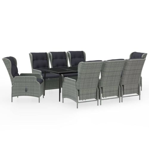 Градински трапезен комплект, 9 части, светлосив