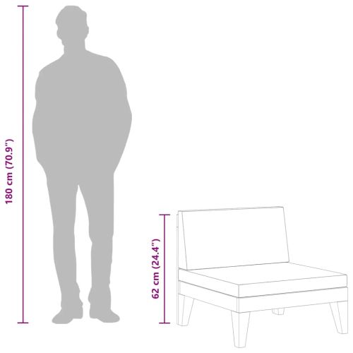Модулен среден диван с кремавобели възглавници, акация масив