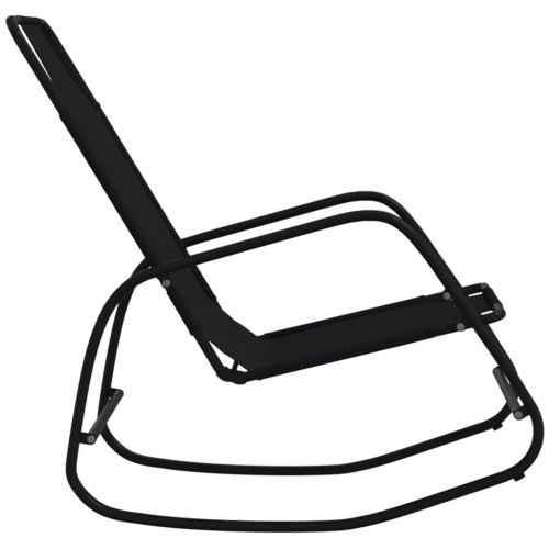Люлеещ се шезлонг, черен, стомана и textilene