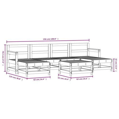 Градински лаундж комплект, 7 части, бор масив