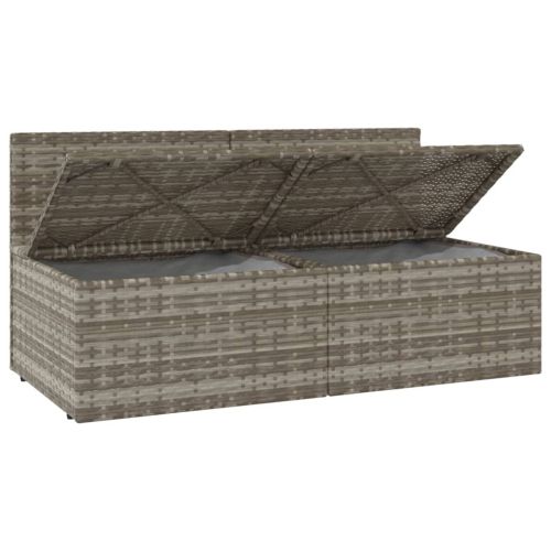 2-местен градински диван с възглавници, сив, полиратан