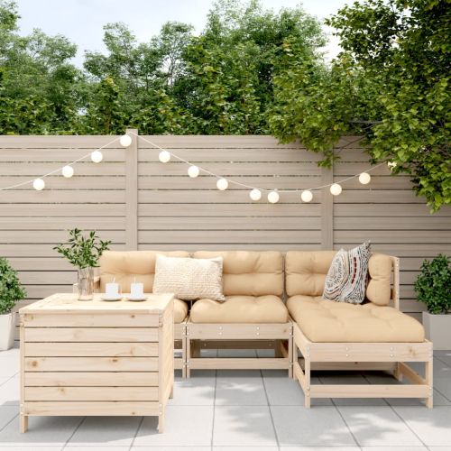 Градински комплект от 5 части, масивна борова дървесина