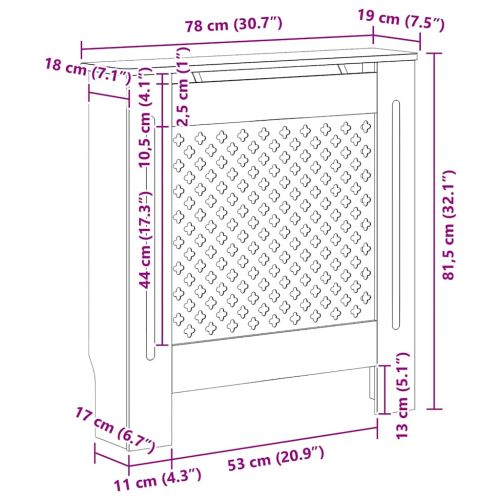МДФ параван за радиатор, бял, 78 см