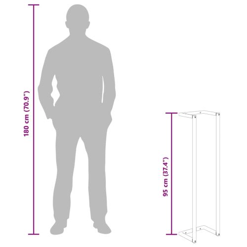 Поставка за кърпи, черна, 25x20x95 см, желязо