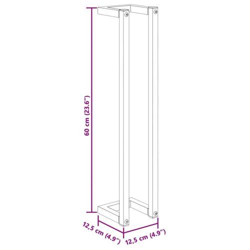 Поставка за кърпи, черна, 12,5x12,5x60 см, желязо