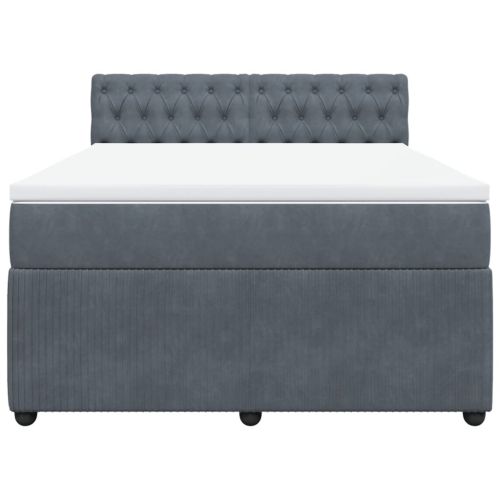 Боксспринг легло с матрак, тъмносиво, 140x200 см, кадифе