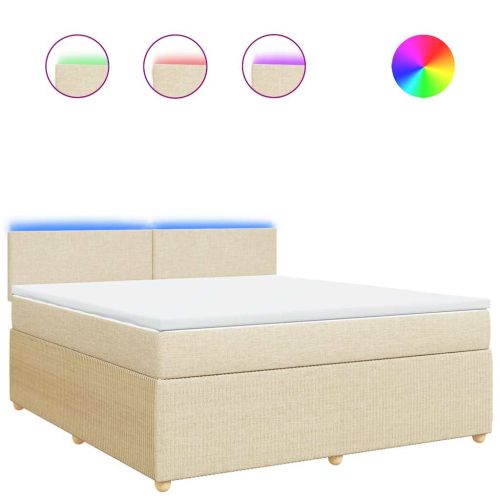 Боксспринг легло с матрак, кремава, 180x200 см, плат