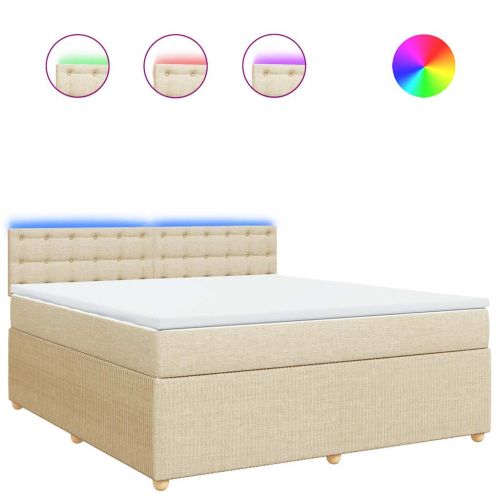 Боксспринг легло с матрак, кремава, 180x200 см, плат