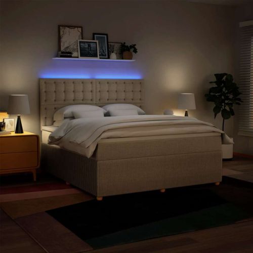 Боксспринг легло с матрак, кремава, 180x200 см, плат