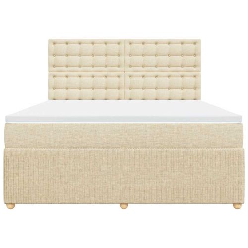 Боксспринг легло с матрак, кремава, 180x200 см, плат