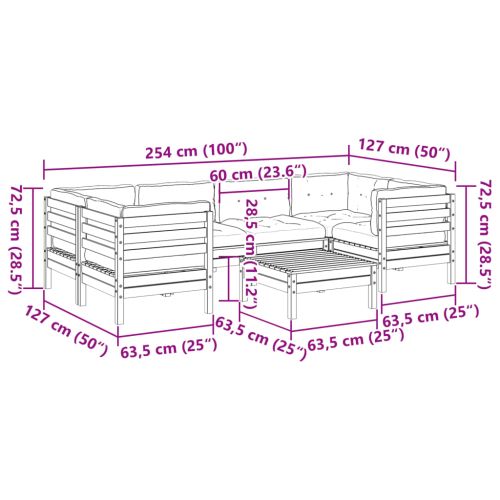 Градински комплект с възглавници, 7 части, восъчнокафяв