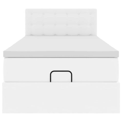 Османска легло с матрак, бяло, 90x190 см, изкуствена кожа