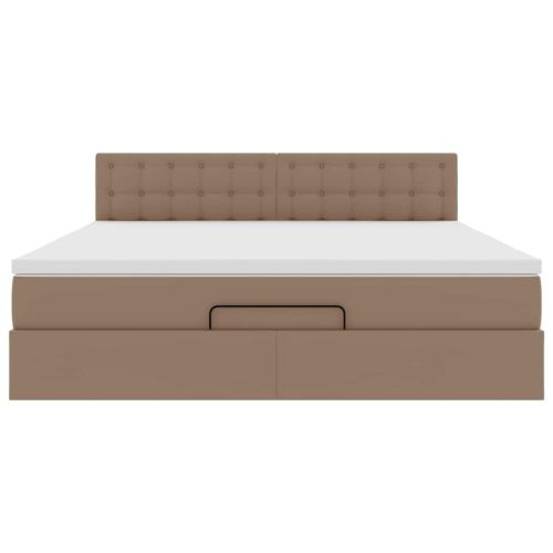 Османска легло с матрак, капучино, 160x200 см, изкуствена кожа