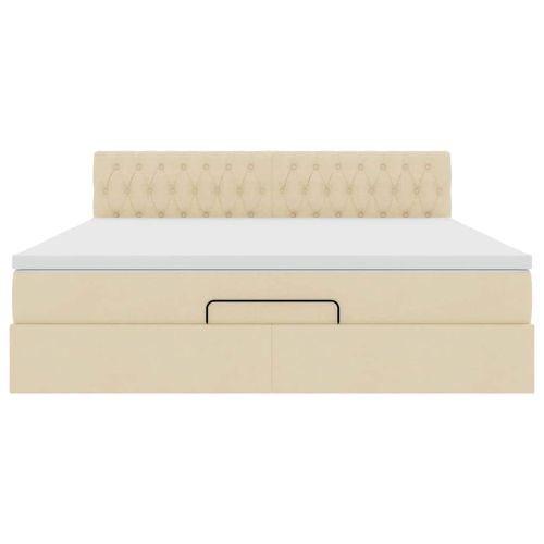 Османска легло с матрак, кремаво, 180x200 см, плат