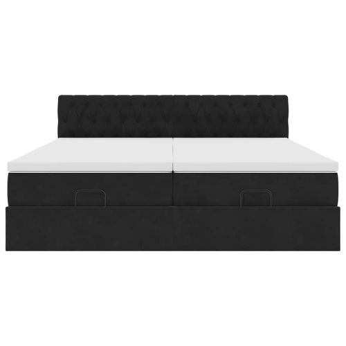Османска легло с матраци, черно, 180x200 см, кадифе