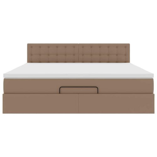 Османска легло с матраци&LED капучино 160x200см изкуствена кожа