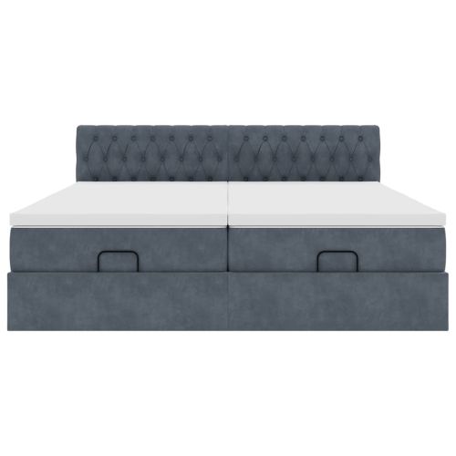 Османска легло с матраци и LED, тъмносиво, 180x200 см, кадифе