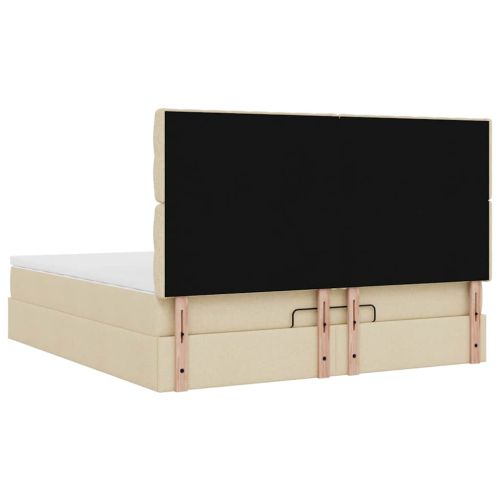 Османска легло с матрак, кремаво, 180x200 см, плат