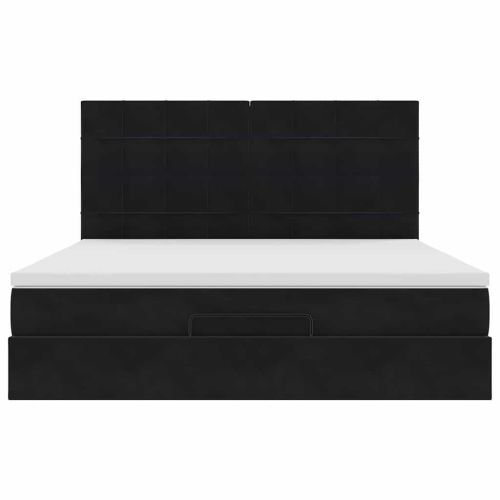 Османска легло с матраци, черно, 180x200 см, кадифе