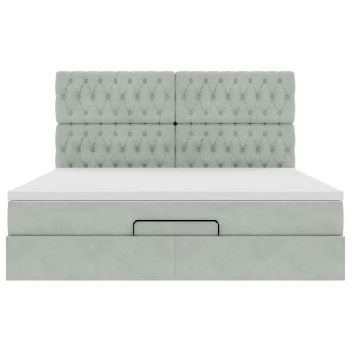 Османска легло с матраци, светлосиво, 180x200 см, кадифе