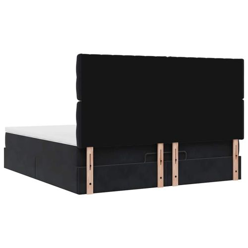 Османска легло с матраци, черно, 180x200 см, кадифе