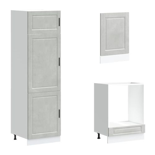 Комплект кухненски шкафове, 7 части, "Porto", бетонно сив, инженерно дърво