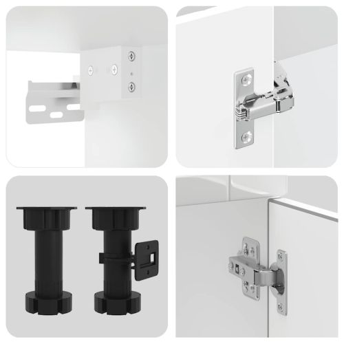 Комплект кухненски шкафове от 4 части "Porto", бяло гланцово инженерно дърво