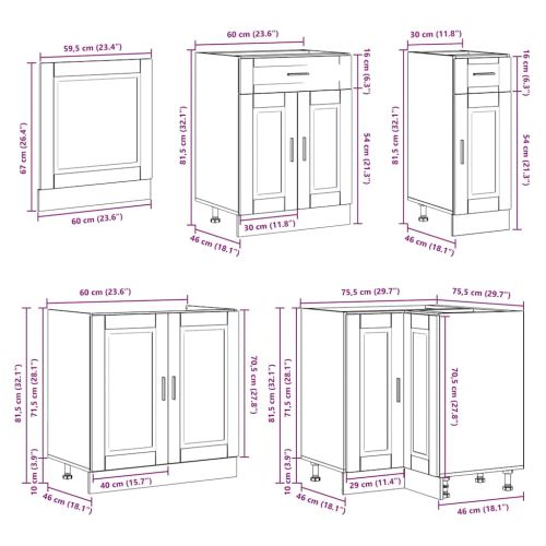 Комплект кухненски шкафове от 11 части Porto, инженерно дърво