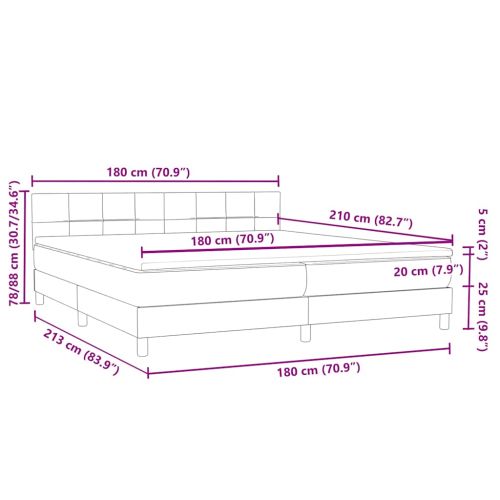 Боксспринг легло с матрак, черно, 180x210 cm, кадифе