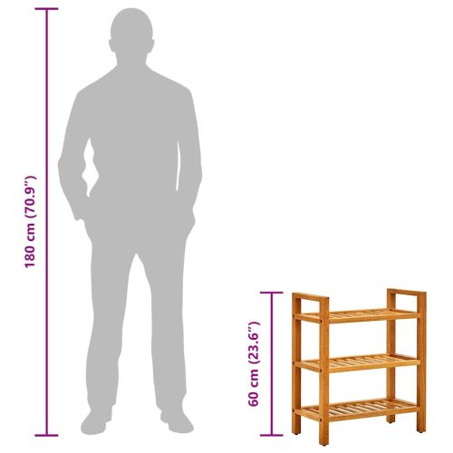Поставка за обувки с 3 рафта, 50x27x60 см, дъбов масив