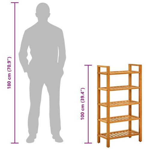 Поставка за обувки с 5 рафта, 50x27x100 см, дъбов масив