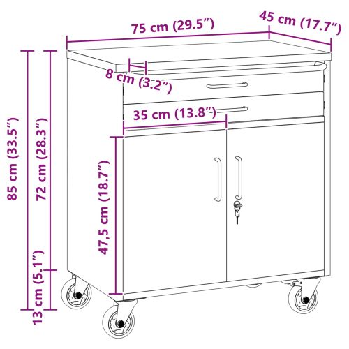 Работен кабинет с чекмедже 3 pcs Черен и Сив 75 x 45 x 85 см