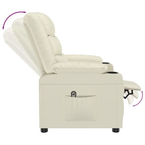Електрически наклоняем стол, кремав, изкуствена кожа