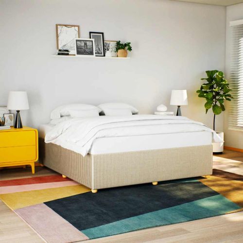 Рамка за легло без матрак, кремава, 180x200 см, плат