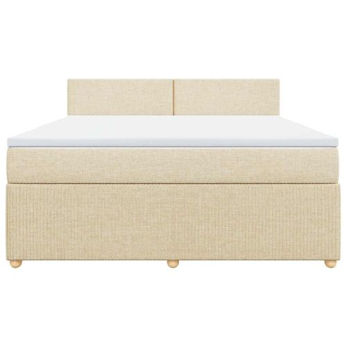 Боксспринг легло с матрак, кремава, 180x200 см, плат