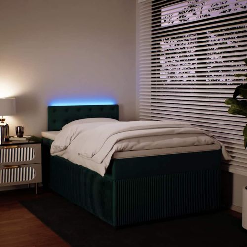 Боксспринг легло с матрак, тъмнозелено, 120x190 см, кадифе