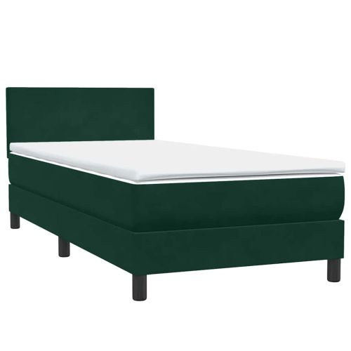 Box Spring легло с матрак Тъмнозелено 80x210 cm Кадифе