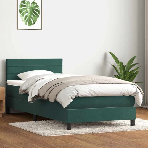 Box Spring легло с матрак Тъмнозелено 80x210 cm Кадифе